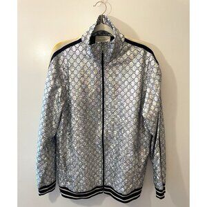 Gucci GG Logo Holographic Track Jacket With Zip Closure & Striped Trim